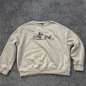 Cream Cowboy Crewneck Sweater